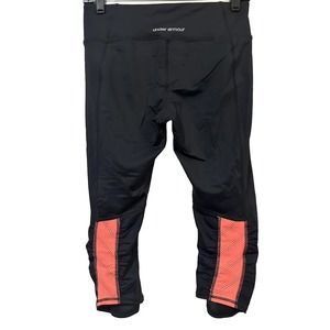 Under Armour Capri Activewear Leggings Gym Yoga Women's S/M Black Pink Logo PGC